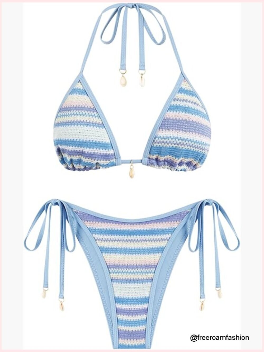 Women's Halter Triangle Bikini Set High Cut Cheeky Thong Two Piece Swimwear